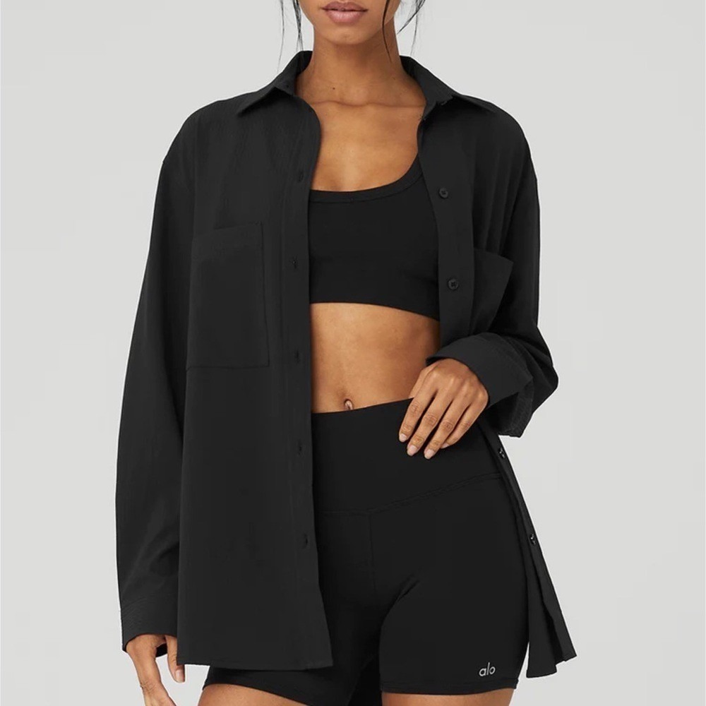Alo Yoga Dreamscape Button Down Long Sleeve Black XS